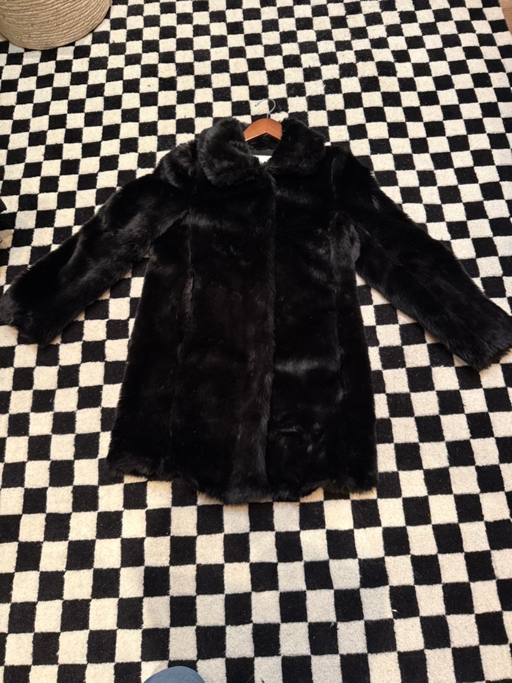 H&M Black Faux Fur Teddy Coat